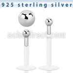 bilbbv clear bio flex labret with 2mm sterling silver ball