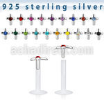 bilbcj bio flex labret with silver cross top w central crystal