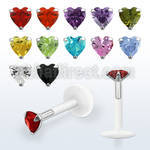 bilbhz bio flex labret with a 3mm prong set heart cz stone