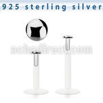 bilbrd bio flexible labret w a 2mm push in silver flat top part