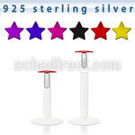 bilbsp clear bio flex labret with star color plated silver top