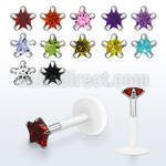 bilbsz bio flex labret with a 3mm prong set star cz stone