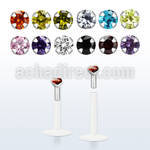 bilbz bio flexible labret with 2mm prong set round cz stone