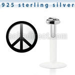 bilg10 bio flex labret w 3mm flat silver top w peace logo