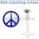 bilg11 bioflex labret w 3mm flat silver top w peace sign logo