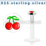 bilg13 bio flex labret with 3mm flat silver top w cherry logo