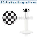 bilg15 bio flex labret w 3mm flat silver top w checkered logo