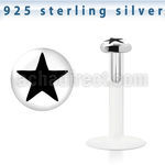 bilg16 bio flex labret w 3mm flat silver top with star logo