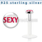 bilg17 bio flex labret with 3mm flat silver top with sexy logo