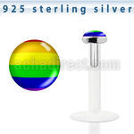 bilg18 bio flex labret w 3mm flat silver top w gay pride logo