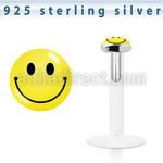 bilg21 bio flex labret w 3mm flat silver top with smiley logo