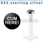 bilg25 bioflex labret w 3mm flat silver top w cum here logo