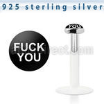 bilg27 bio flex labret w 3mm flat silver top w fuck you logo