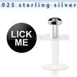 bilg28 bio flex labret with 3mm flat silver top w lick me logo