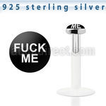 bilg29 bio flex labret w 3mm flat silver top with fuck me logo