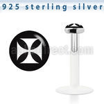 bilg30 bio flex labret w 3mm flat silver top with cross logo
