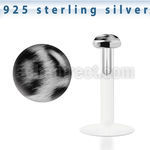 bilg36 bioflex labret w 3mm flat silver top w snow leopard fur