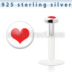bilg38 bio flex labret with 3mm flat silver top w heart logo