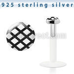 bilg42 bioflex labret w 3mm flat silver top w black mesh logo