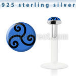 bilg46 bio flex labret w 3mm flat silver top w trisekle logo