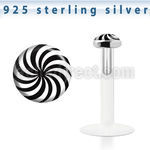 bilg50 bio flex labret w 3mm flat silver top w swirl logo