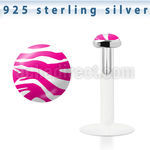 bilg51 bioflex labret w 3mm zebra stripes flat silver top