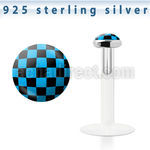bilg54 bio flex labret w 3mm flat silver top w checkeredd logo
