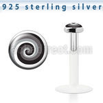 bilg56 bio flex labret with 3mm flat silver top w swirl logo