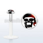 bilg7 bioflex labret w 3mm pirate head flat silver logo top