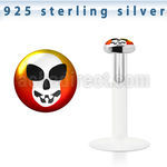 bilg8 bio flex labret w 3mm flat silver top w alien skull