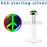 bilg9 bioflex labret w 3mm silver top w peace gay pride logo