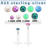 bilo bio flex labret w silver top w 1.5 3 mm synthetic opal