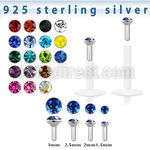 bilr bio flex labret w 1 5mm 3mm crystal silver top