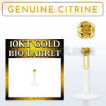 bioflex labret with push in 10kt gold w prong citrine