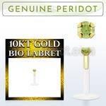 bioflex labret with push in 10kt gold w prong peridot 
