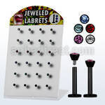 blbkm anodized 316l steel labret w assorted colored jewel top