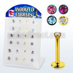 blbtc anodized 316l steel labret with colored 2 5mm jewel top