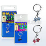 blcp1 fake belly clip with dangling flowers in blister pack
