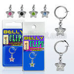 blcp398 fake belly clip w a dangling star w a crystal center 