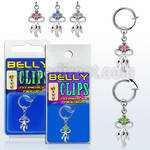 blcp508 fake belly clip w a dangling flower bow design 