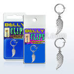 blcp593 non piercing fake belly clip with a dangling bird wing 