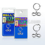 blcp618 fake belly clip w a dangling infinity symbol 