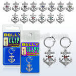 blcp691 fake belly clip w a dangling achor skull 