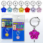 blcpt101 fake belly clip with big dangling acrylic flower in pack