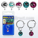 blcpt117c fake belly clip w a 5mm multi crystal zebra ball