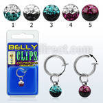 blcpt117e fake belly clip w 5mm 2 color crystal in package