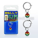 blcpt117r fake belly clip w 5mm rasta crystal resin in package