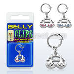 blcpt24 fake belly clip with dangling crystal bra in package