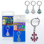 blcpt51 fake belly clip with dangling crystal anchor in package