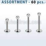 blk03e bulk of 316l steel 1 0mm labrets with 2mm ball